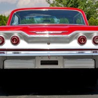 My Wife's First Car -Red 63 Chevy - 2 Door - Hard Top - Rear View.