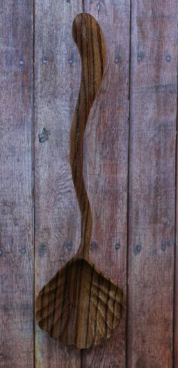 Handcarved Zebrawood Scalloped Serving Spoon