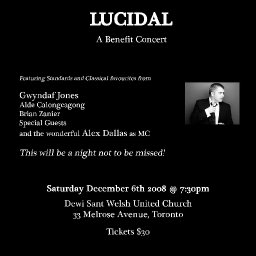 "Lucidal"   A Benefit Concert with Gwyndaf Jones