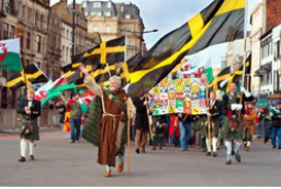 Mike Peters playing the role of Saint David in the 2008 National Saint David's Day parade