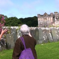 looking at the geometric stonework