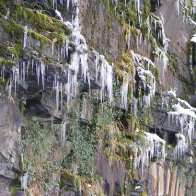 Icicles on the rocks