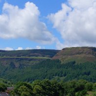 Waterfall and Pen Pych above Blaencwm and Blaenrhondda