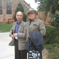 Peter with Allan Peterson, poet from Florida, at the World Affairs Conference, Boulder, Colorado, April 2009