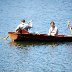 Roath Park - 3 men in a boat