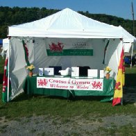 Ein stondin yn Gemau'r Albaniaid / Our booth at the Scottish Games