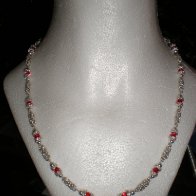 Byzantine and Crystal Rondelle Sterling Necklace