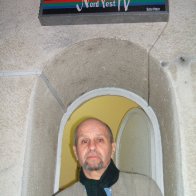 Peter outside the television studio in Satu Mare, Romania