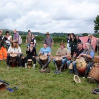 Justin Fellows leads drum workshop at the Small Nations Festival