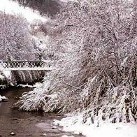 Snow on River Rhondda in Treorchy