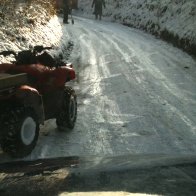 Postoffice van stuck on icy incline at Cilonen dell.