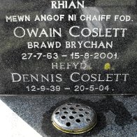 The grave of Dennis Coslett in Llangennech