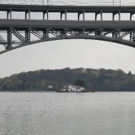 Menai Bridge and the island Gored Coch