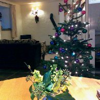 Granary Christmas Tree 2012 with flowers from the garden