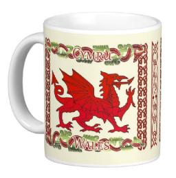 Welsh Mug With Dragon And Celtic Knots, Welsh gift mug
