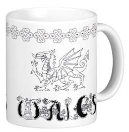 Welsh Celtic Design, Dragon, With Celtic Knots, Celtic Knots And Welsh Dragon, Gift Mug