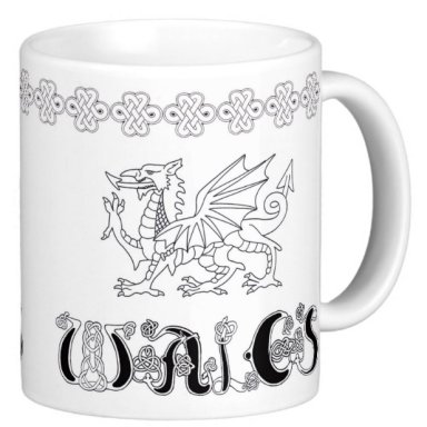 Welsh Celtic Design, Dragon, With Celtic Knots, Celtic Knots And Welsh Dragon, Gift Mug