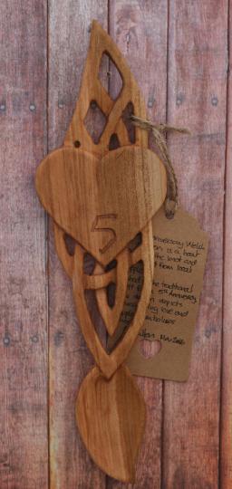 5th Wedding Anniversary Welsh Lovespoon in Apple