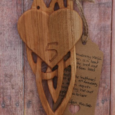 5th Wedding Anniversary Welsh Lovespoon in Apple