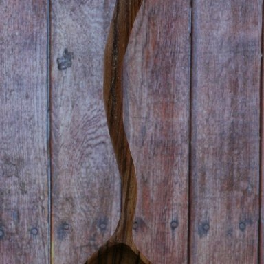 Handcarved Zebrawood Scalloped Serving Spoon