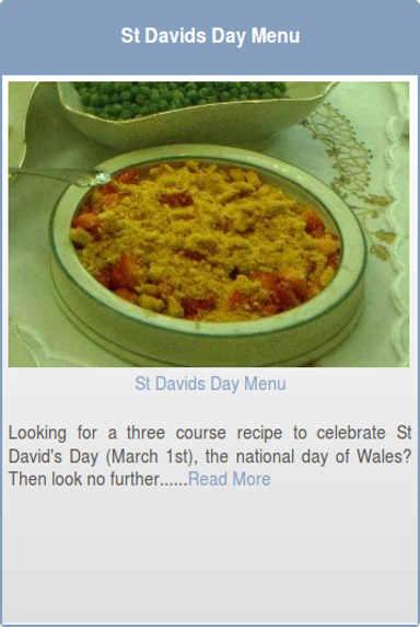 St David's Day Menu