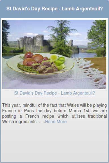 St David's Day Recipe - Lamb Argenteuil?